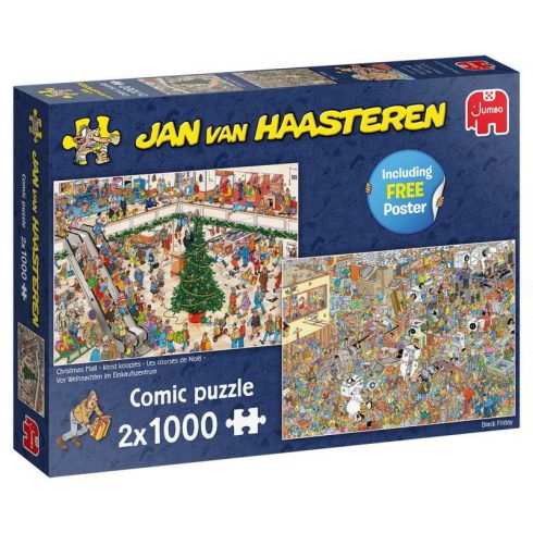 Jumbo 20033 Jan van Haasteren Karácsonyi bevásárló tömeg Puzzle 2x1000 darabos