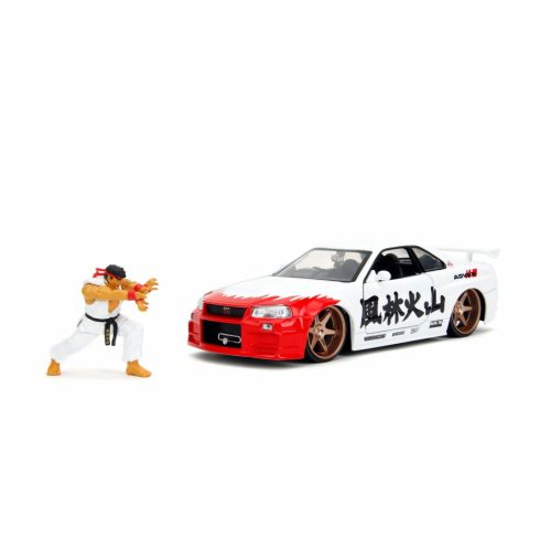 Jada Street Fighter Ryu Nissan Skyline GTR fém autó modell 1:24