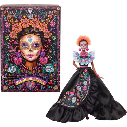 Mattel HRM72 Barbie Signature Día de Muertos 2024 Fodros fekete ruha gyűjtői baba