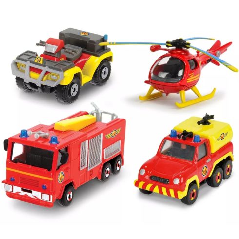 Dickie Toys Sam a tűzoltó Sürgősségi kocsik és mentőhelikopter 4 darabos szett