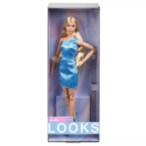 Mattel Barbie Looks Pasztell kollekció - Barbie baba kék csíkos ruhában