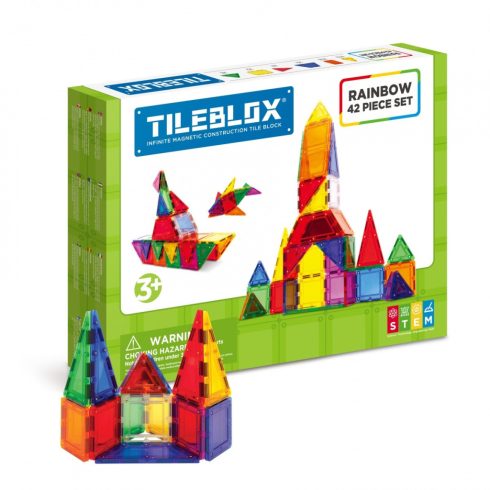 Magformers Tileblox Rainbow 42 darabos Mágneses Építőjáték