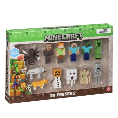 Mojang Studios 12 darabos Minecraft Deluxe 3D radírfigura készlet 4cm