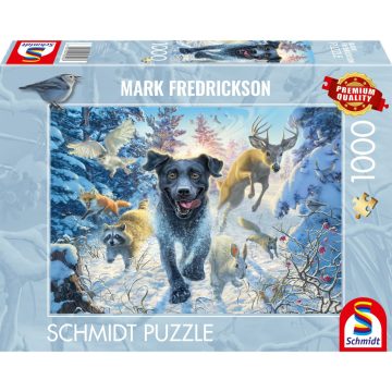   Schmidt Spiele Kutyaszeretet - Labrador a hóban 1000 darabos puzzle