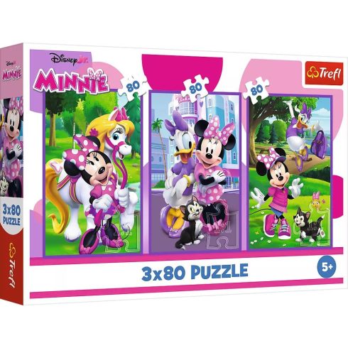 Trefl Minnie egér és barátai - 3 x 80 darabos puzzle