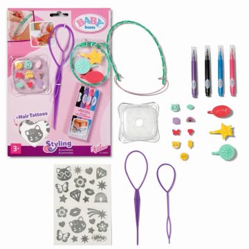   Zapf Creation BABY born® Styling készlet babafejhez filctollakkal és kiegészítőkkel