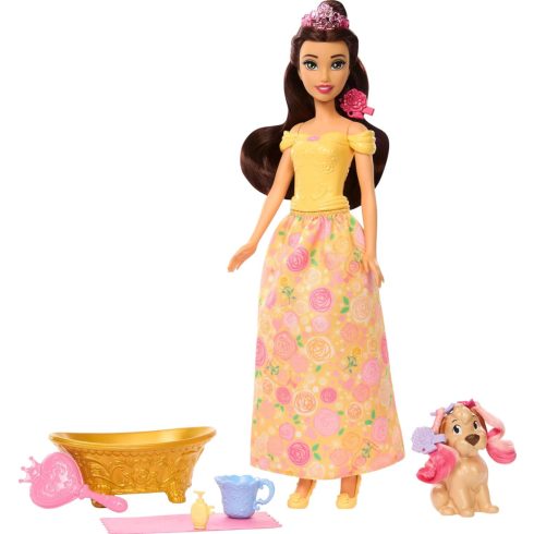 Mattel JFC42 Disney hercegnők Belle baba kiskutyával