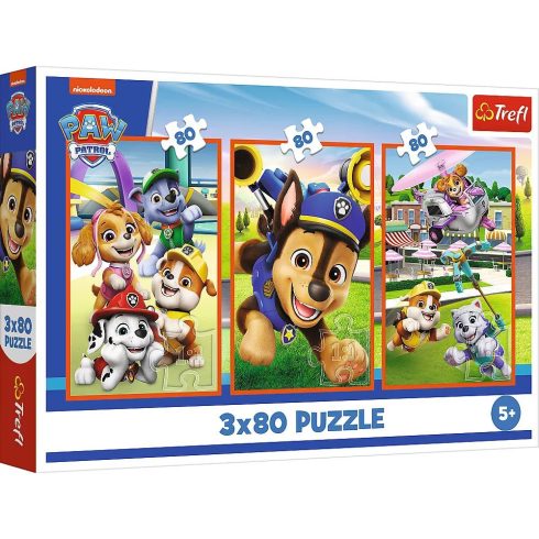 Trefl Mancs Őrjárat Mancsasztikus csapat - 3 x 80 darabos puzzle