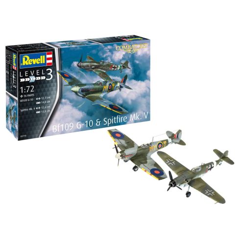 Revell Combat Set Bf109G-10  Spitfire Mk.V 1:72 makett repülő (03710)