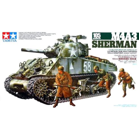 Tamiya US M4A3 Sherman 105mm Howitzer Assault Support  1:35 makett harcjármű (300035251)