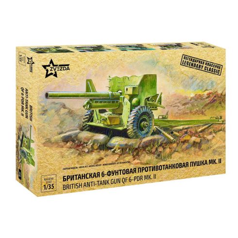 Zvezda British Anti-Tank Gun QF-6 PDR MK II 1:35 (3518) makett harcjármű